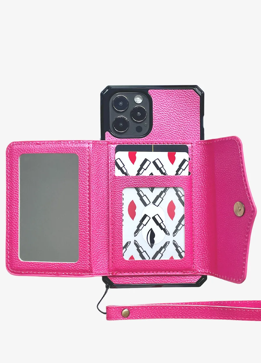 Folded Mirror Card Wallet Case in Pink