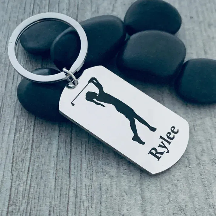 Girls Personalized Golf Keychain