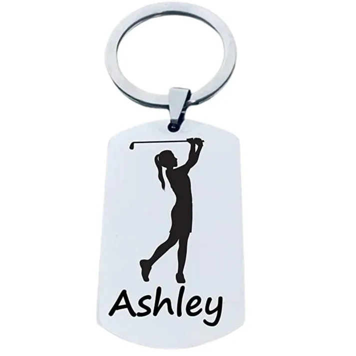 Girls Personalized Golf Keychain