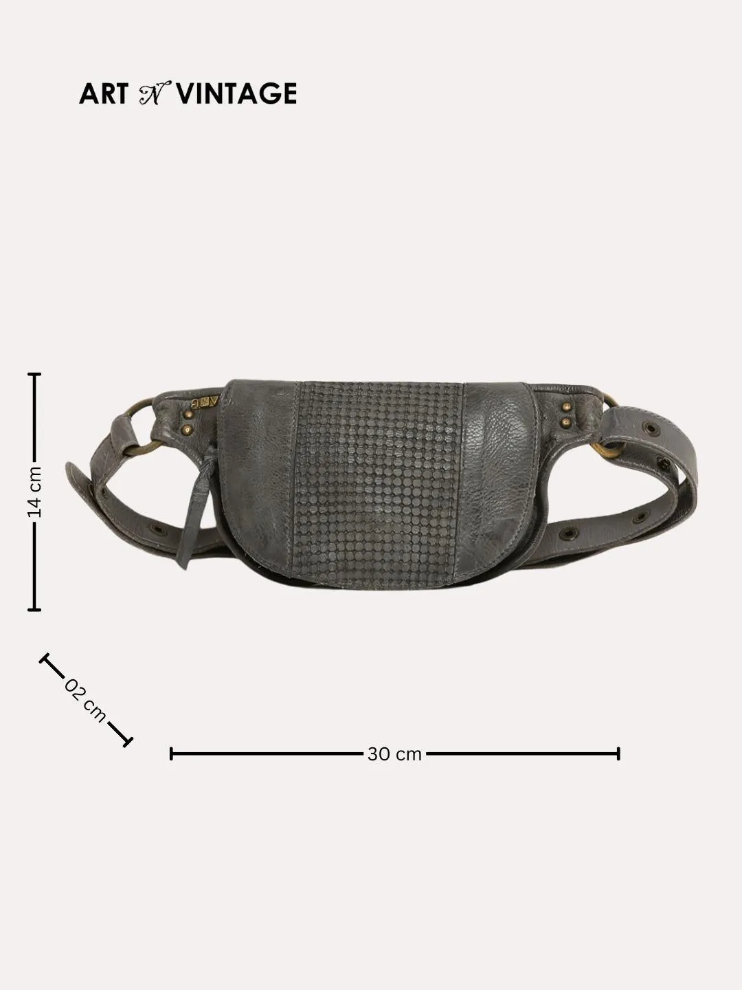 Grey Genuine Leather Crossover Waist Belt Bag