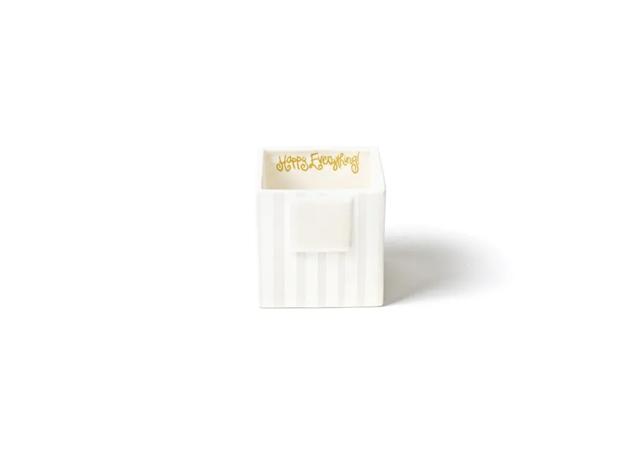 HAPPY EVERYTHING WHITE STRIPE MINI NESTING CUBE SMALL