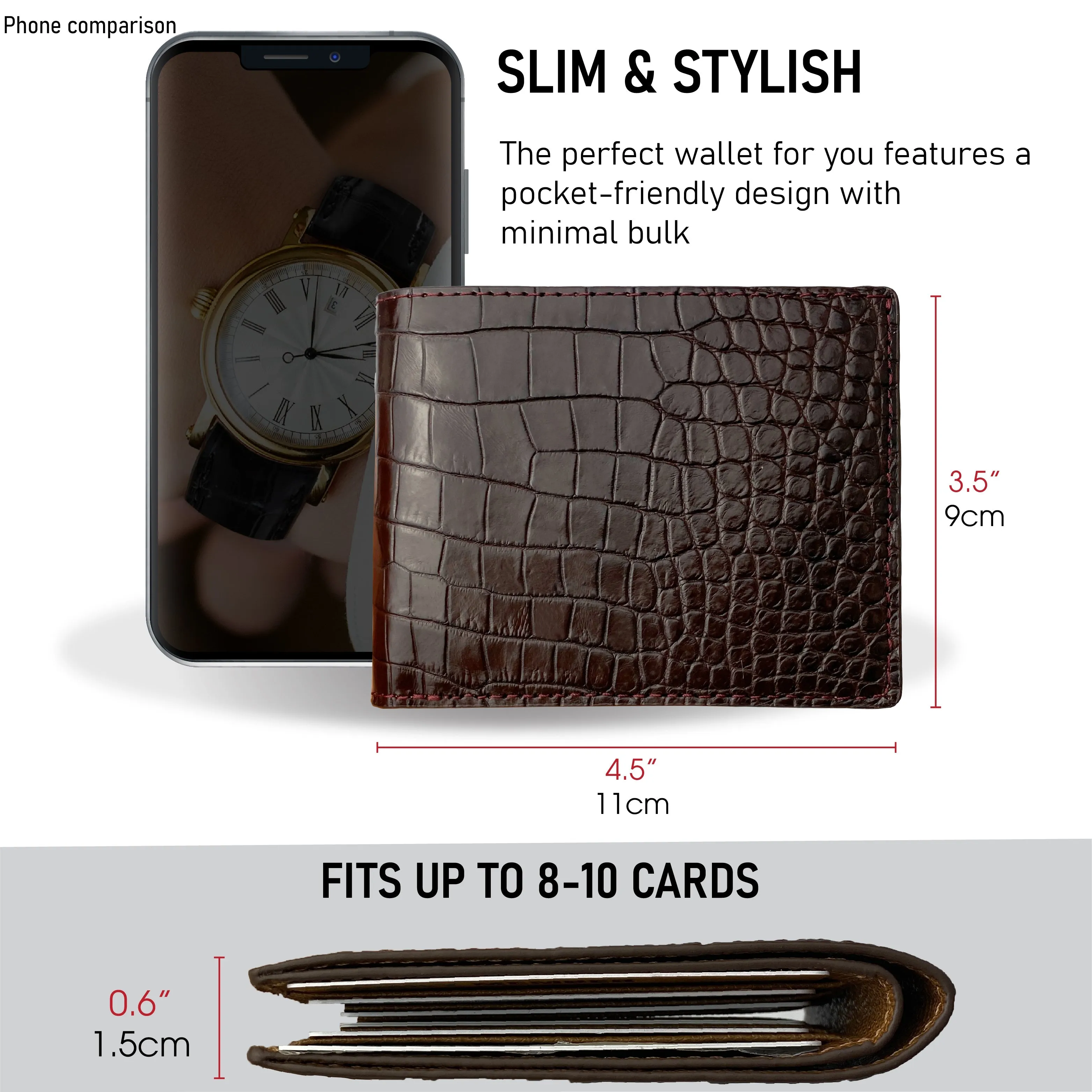 Husband Wallet From Wife Engraved Alligator Bifold Wallet Personalized Crocodile RFID Wallet Gift for Men