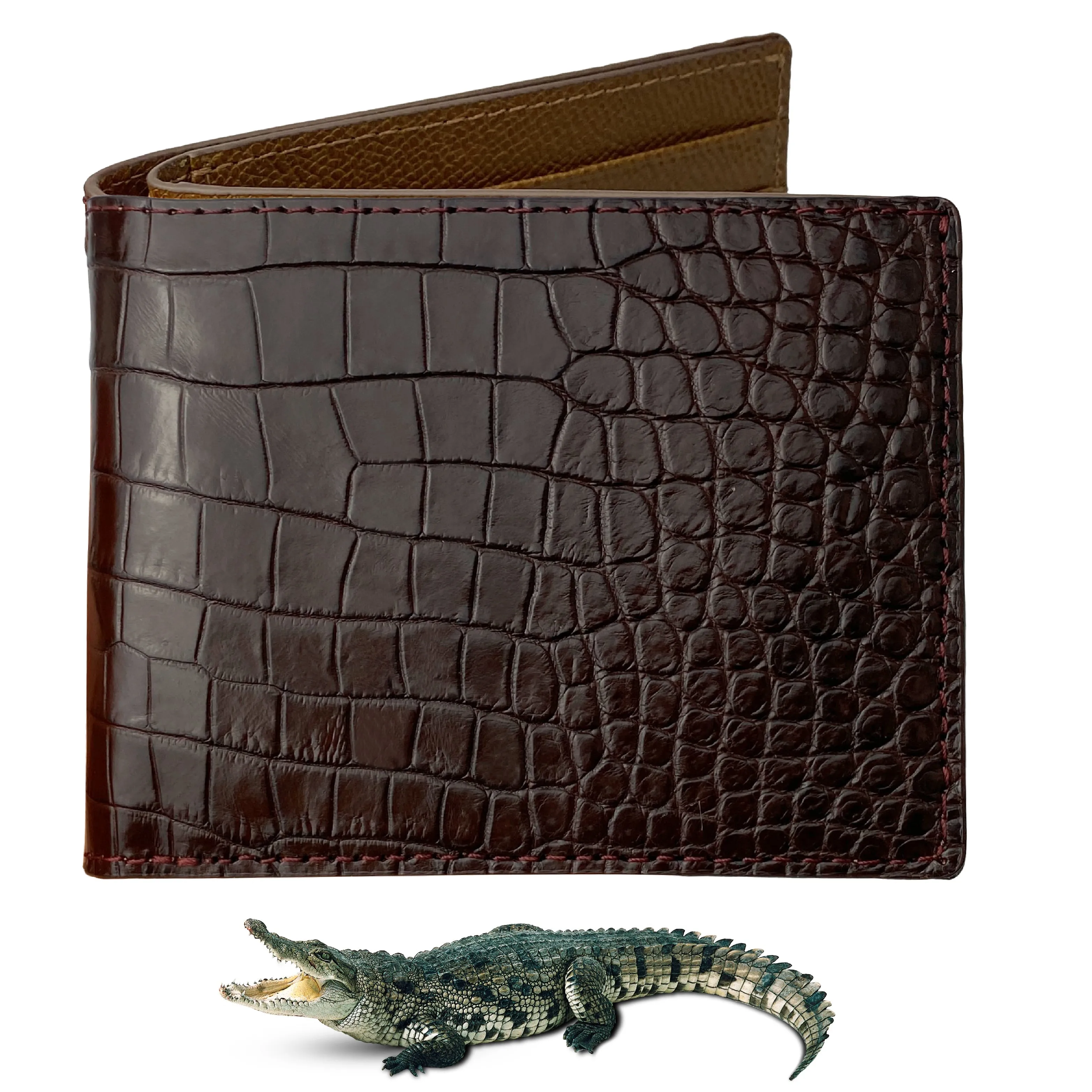 Husband Wallet From Wife Engraved Alligator Bifold Wallet Personalized Crocodile RFID Wallet Gift for Men