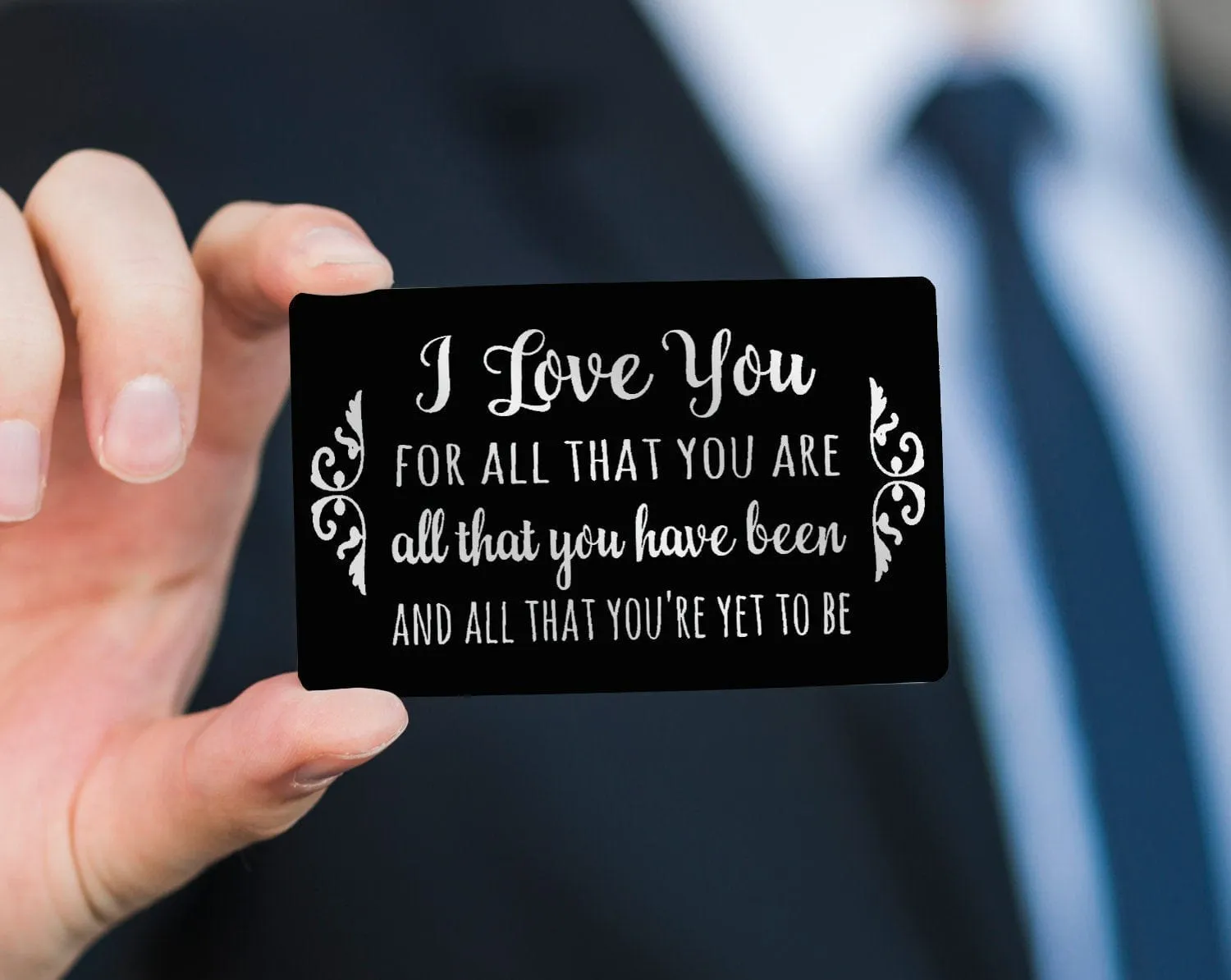 I Love You Special Quote on Black Metal Wallet Card for Husband Wife Wedding Vows Message Keepsake Groom's Gift 25th Anniversary Present