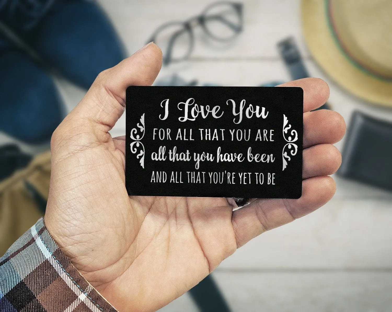 I Love You Special Quote on Black Metal Wallet Card for Husband Wife Wedding Vows Message Keepsake Groom's Gift 25th Anniversary Present