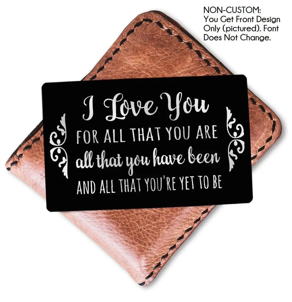 I Love You Special Quote on Black Metal Wallet Card for Husband Wife Wedding Vows Message Keepsake Groom's Gift 25th Anniversary Present