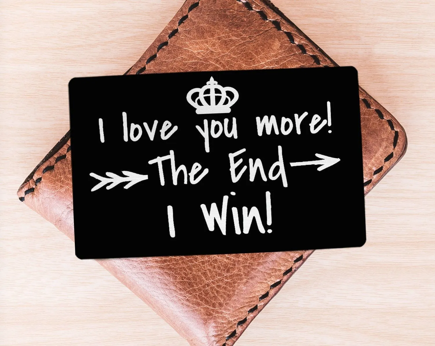 I Win! Funny Couple Gift for Husband Wife Newly Married Bride Groom Wedding Vows for Wedding Day Engraved Wallet Insert Card Keepsake Gifts