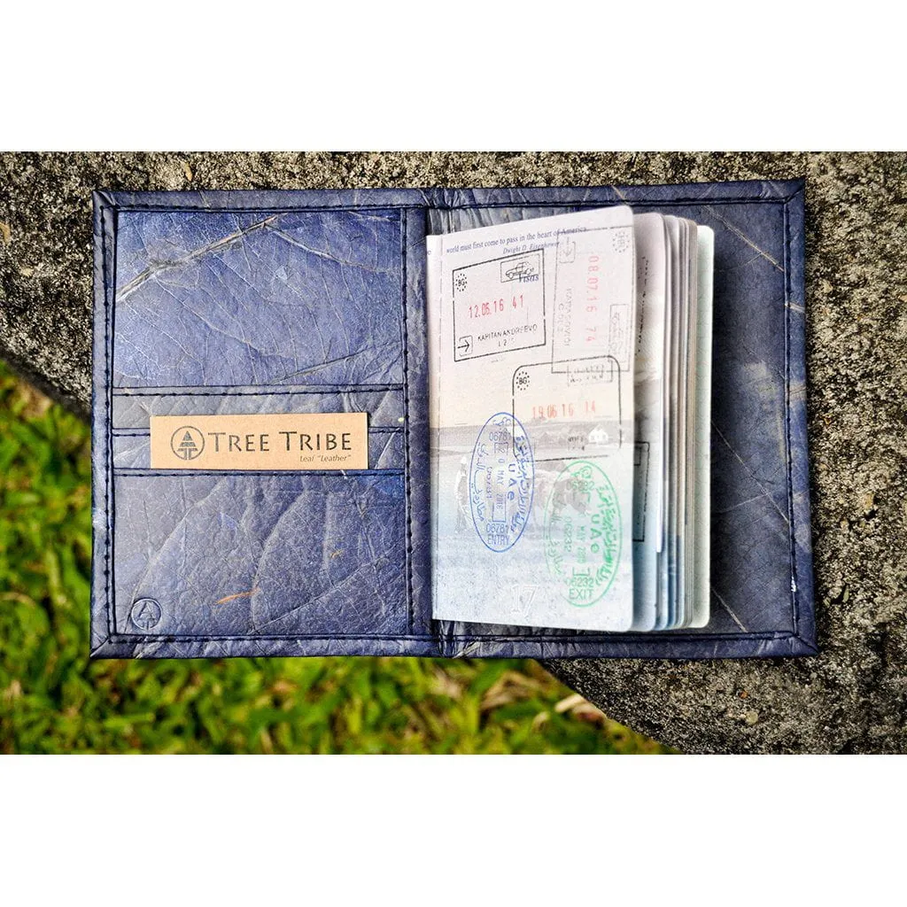 Leaf Leather Travel Wallet - Blue