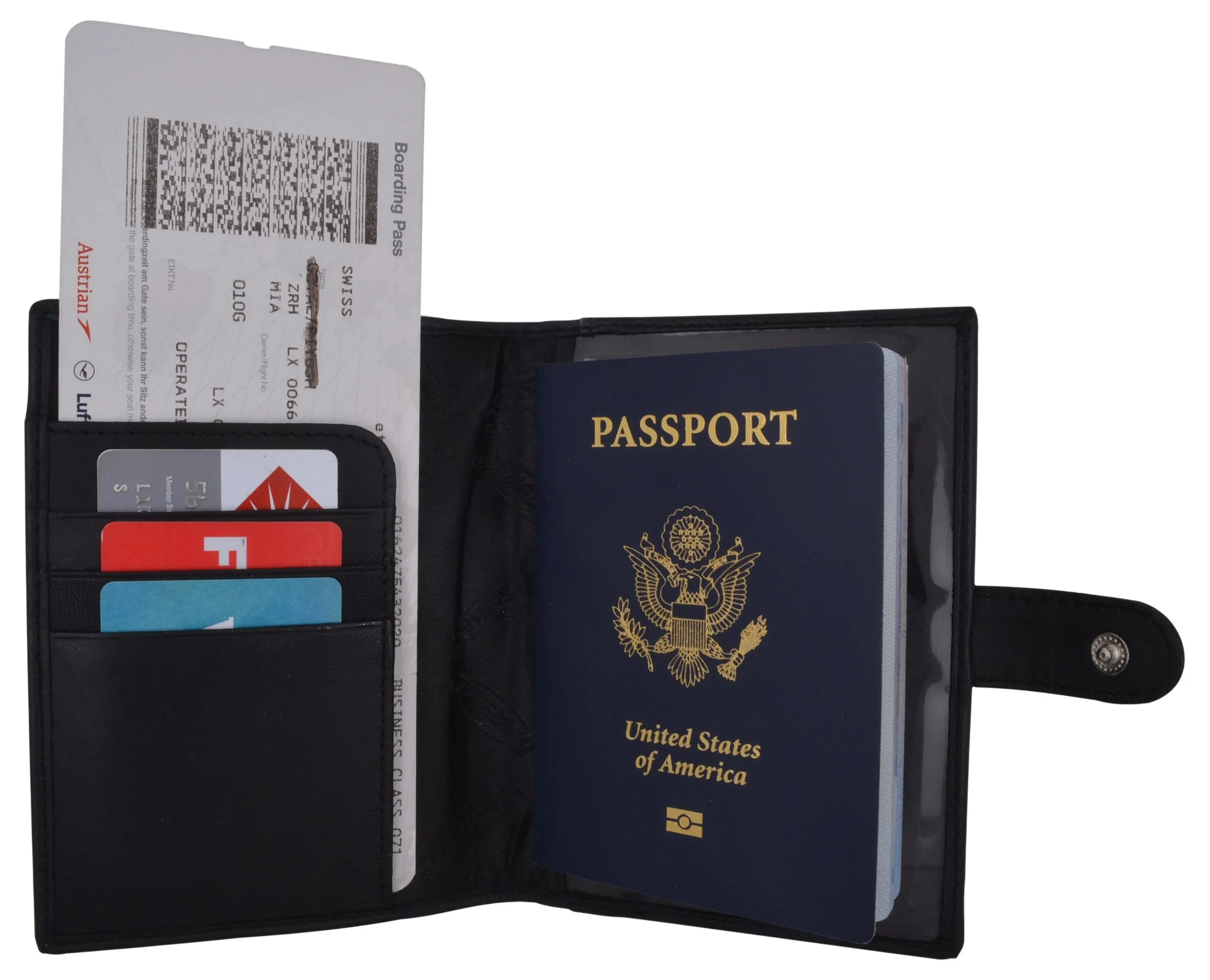 Leather Black Passport Holder Cover Case Wallet USA Embedded Logo Travel U.S Wallets  1051 USA