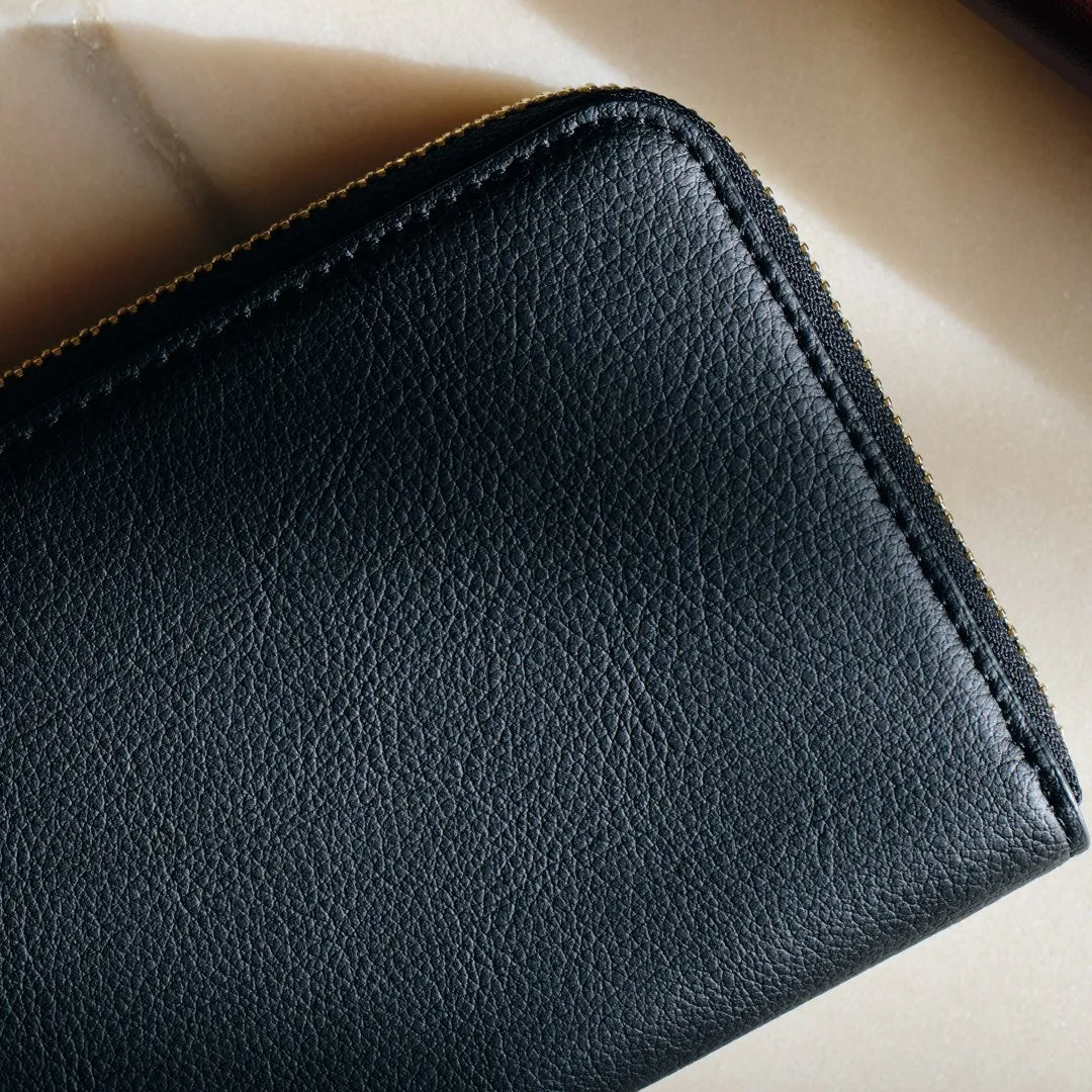 Magnolia Leather Wallet - Cactus Leather - Black / Gold / Camel