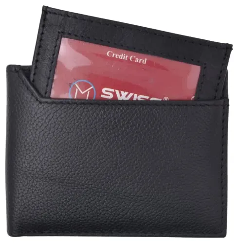 Mens Bifold Leather RFID Wallet with Removable Front ID Window Credit Card Holder Gift Box