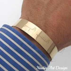 Mens Custom Engraved Gold Cuff