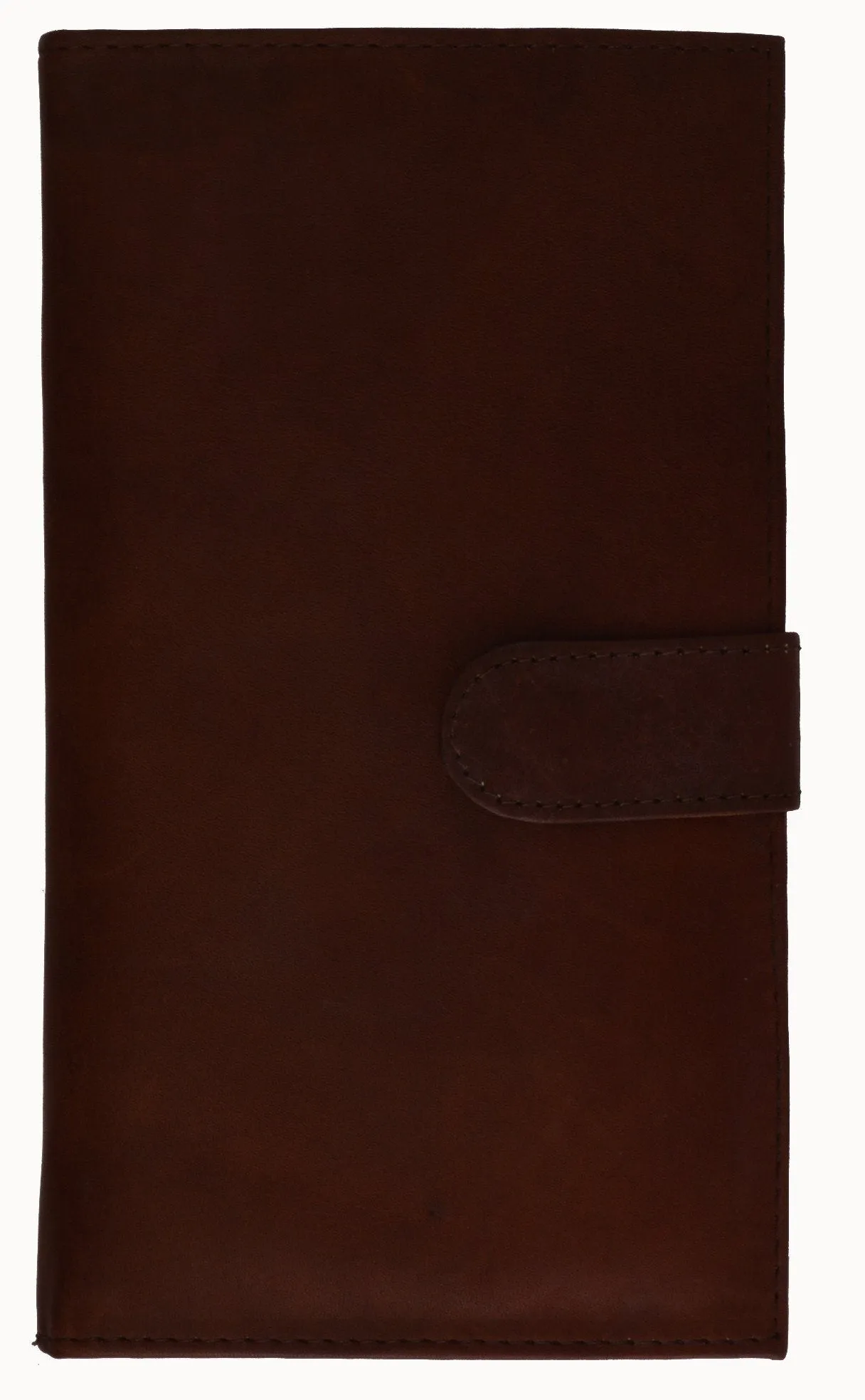 Men's Long Leather Bi-Fold Wallet with Button Closure