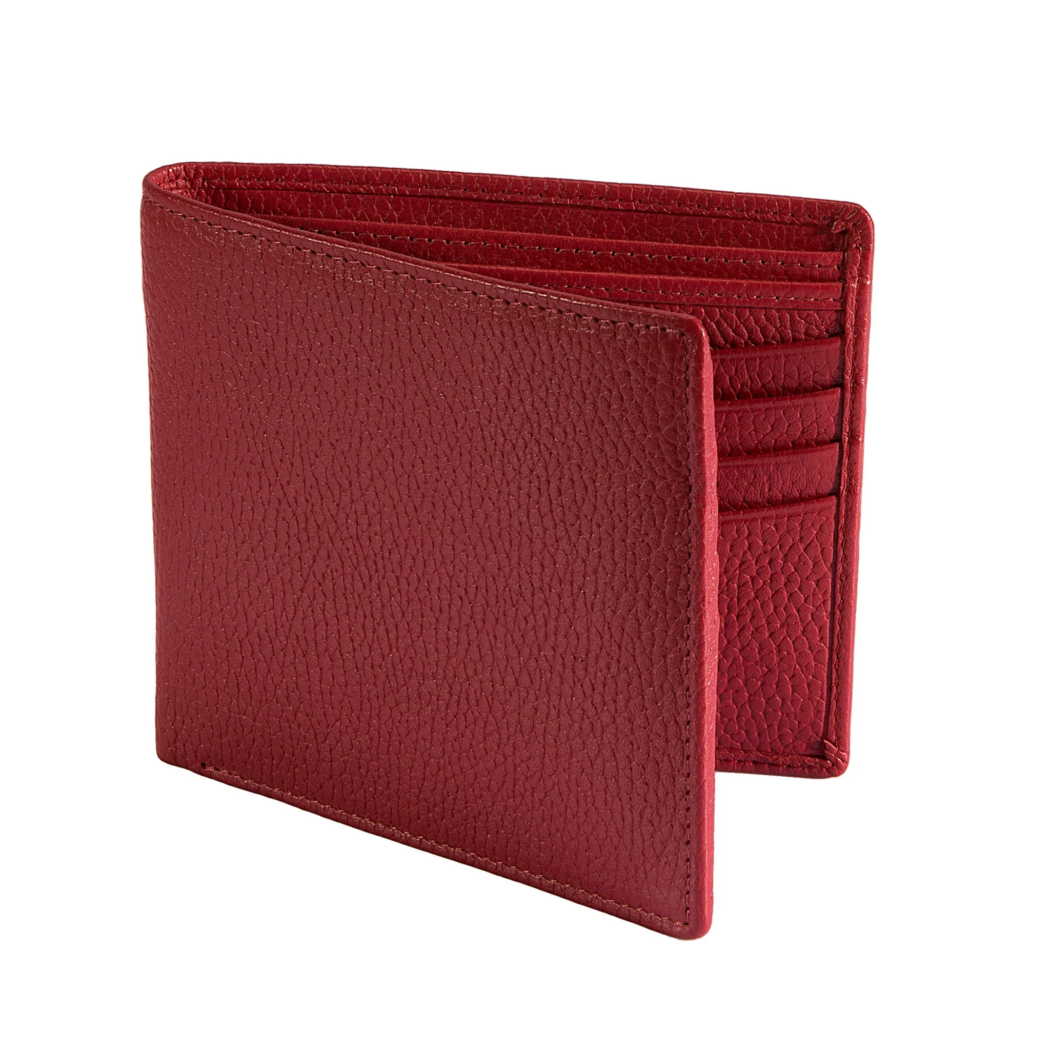 Men's Slim Pebble Grain Leather Bifold Wallet with RFID Blocking