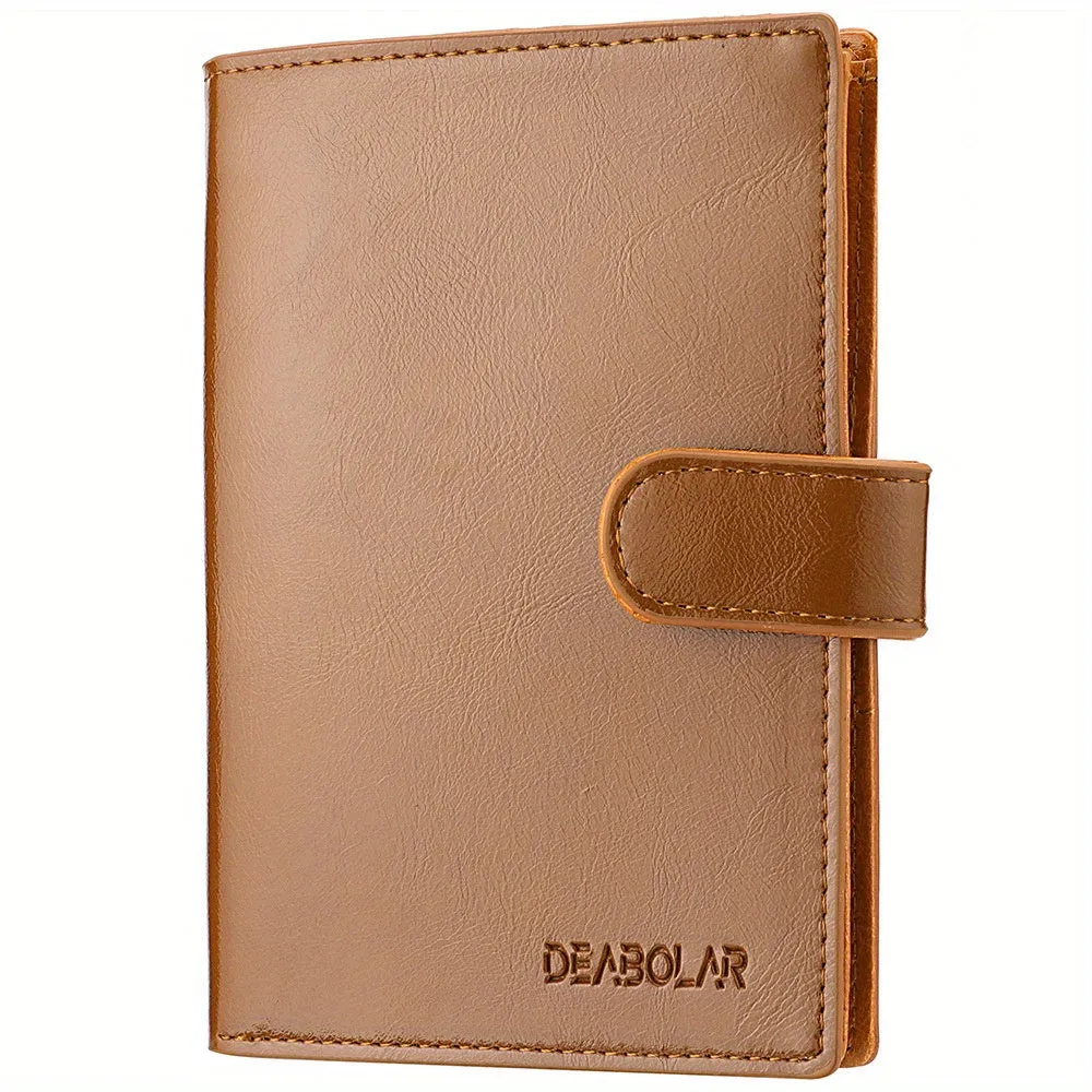 Mens Vintage PU Leather Passport Wallet with Multiple Card Slots