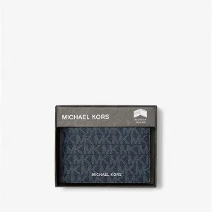 Michael Kors Harrison Logo Billfold With Passcase Wallet, Navy