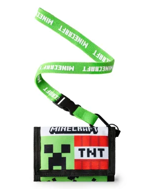 Minecraft Creeper & TNT Boys Green Strap Wallet