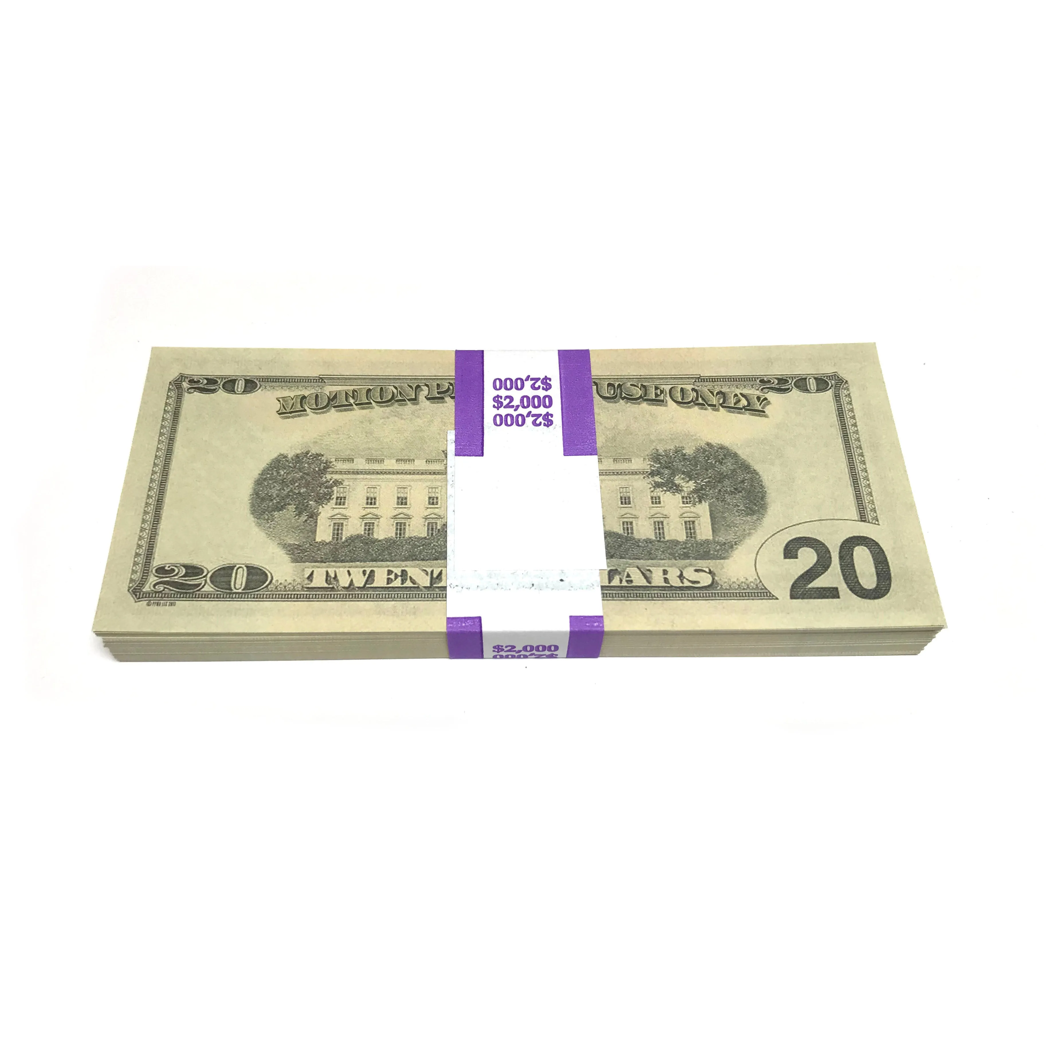 Money Prop - New Style $20's Crisp New $2,000 Full Print Stack