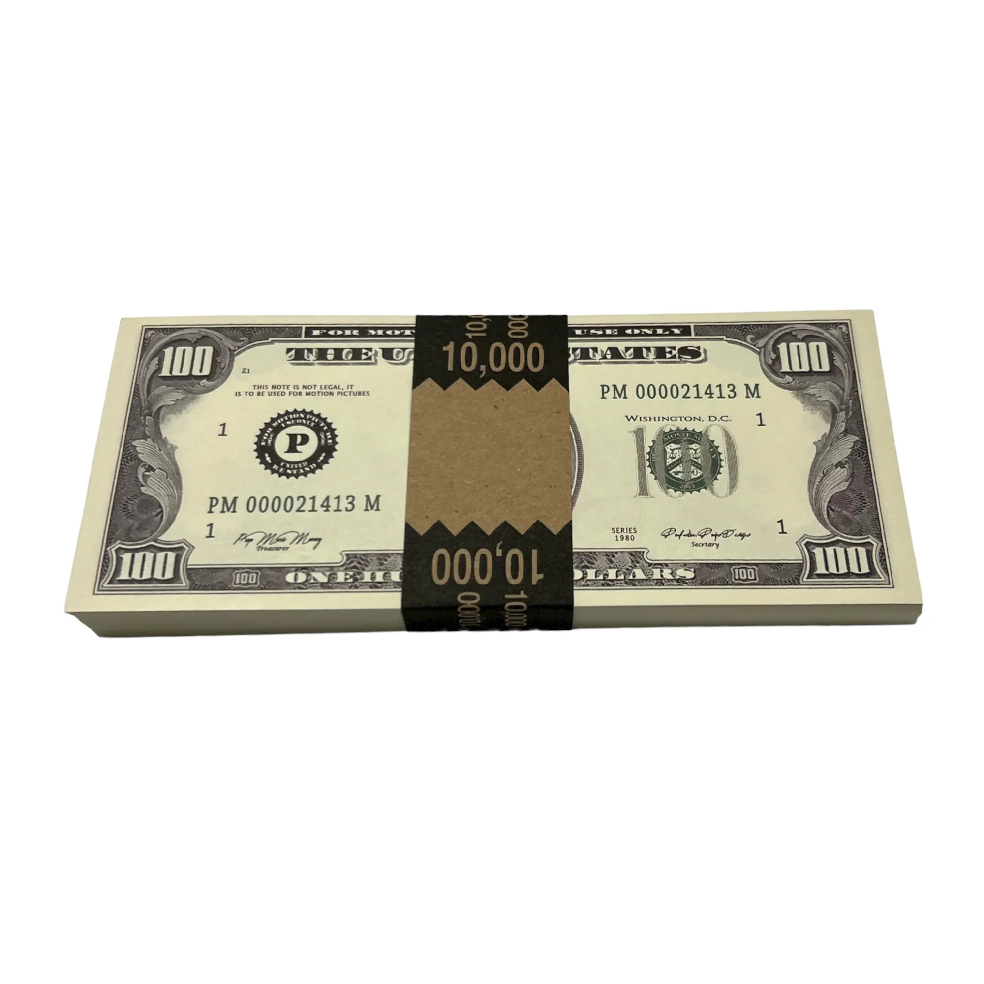 Money Prop - Series 1980s $100 Crisp New $10,000 Full Print Stack