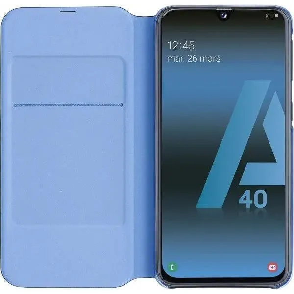 Official Samsung Galaxy A40 Flip Wallet Case - Black/Blue