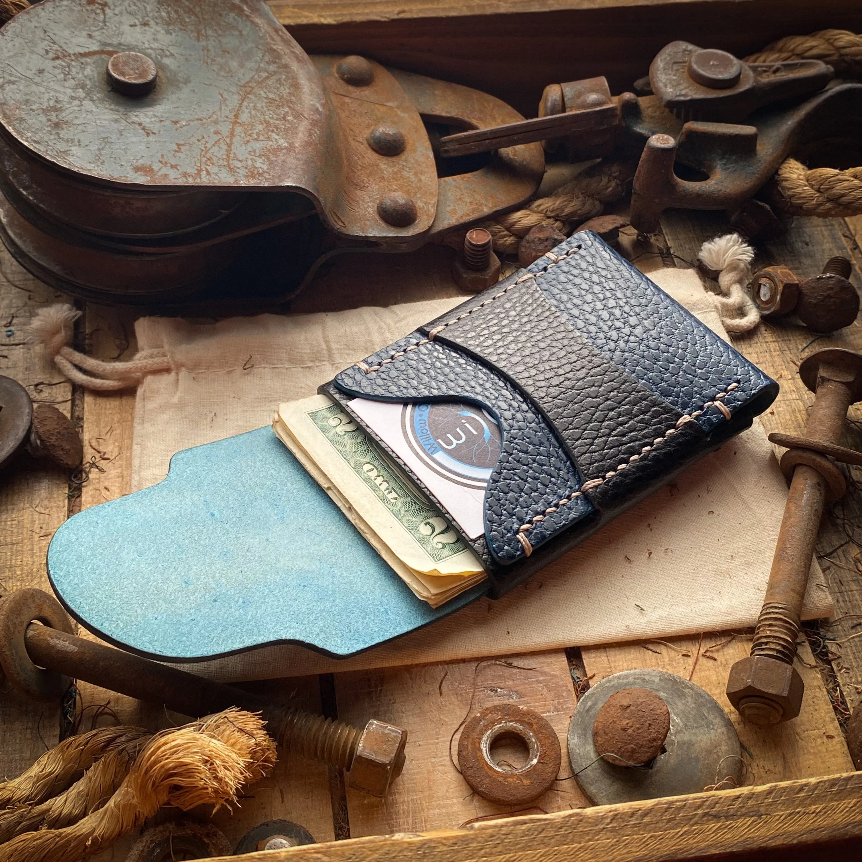 Original Luxe Minimalist Wallet - Blue Dollaro and Black Dollaro