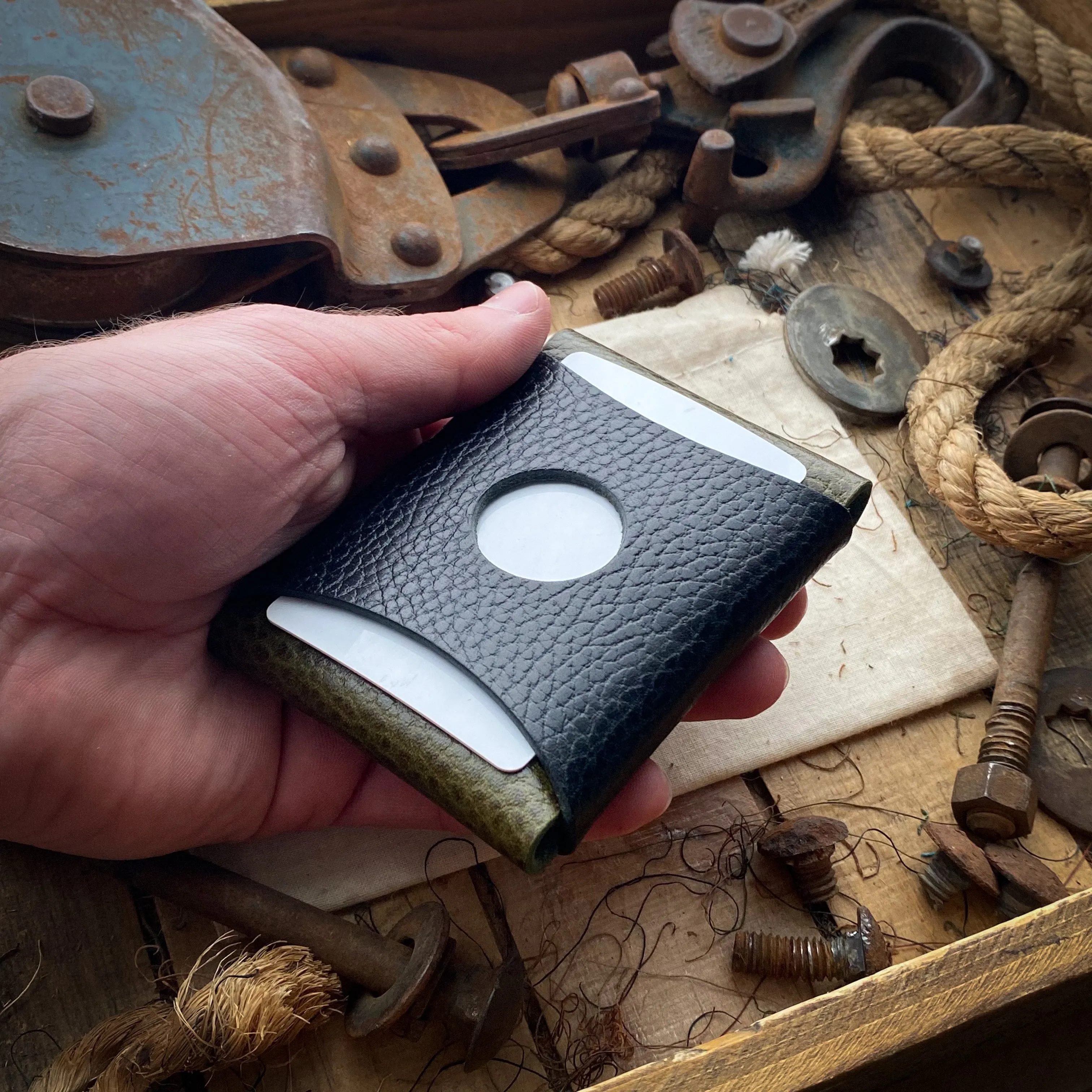 Original Wask Minimalist Wallet - Olive Dollaro and Black Dollaro