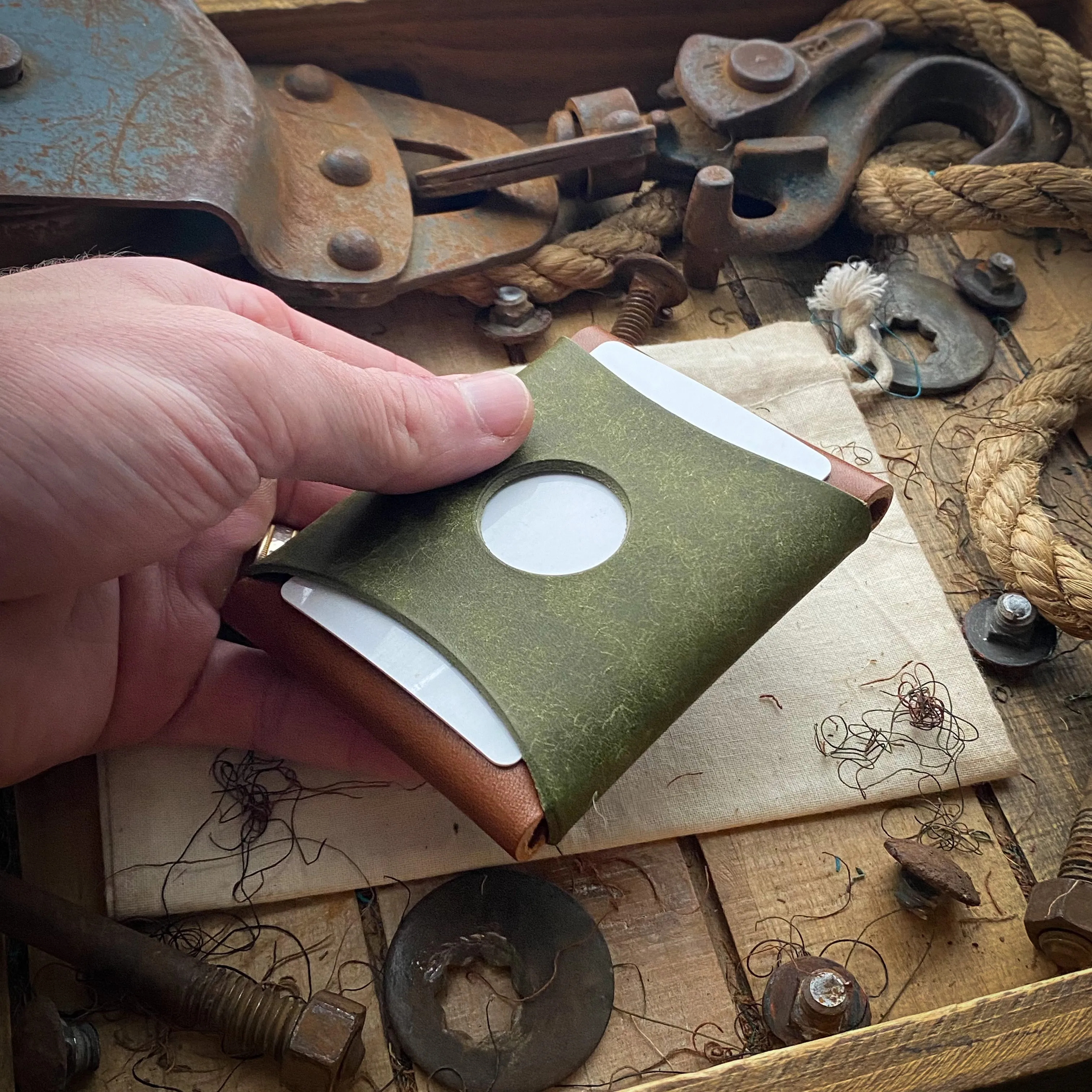 Original Wask Minimalist Wallet - Olive Pueblo and Bourbon - Raw