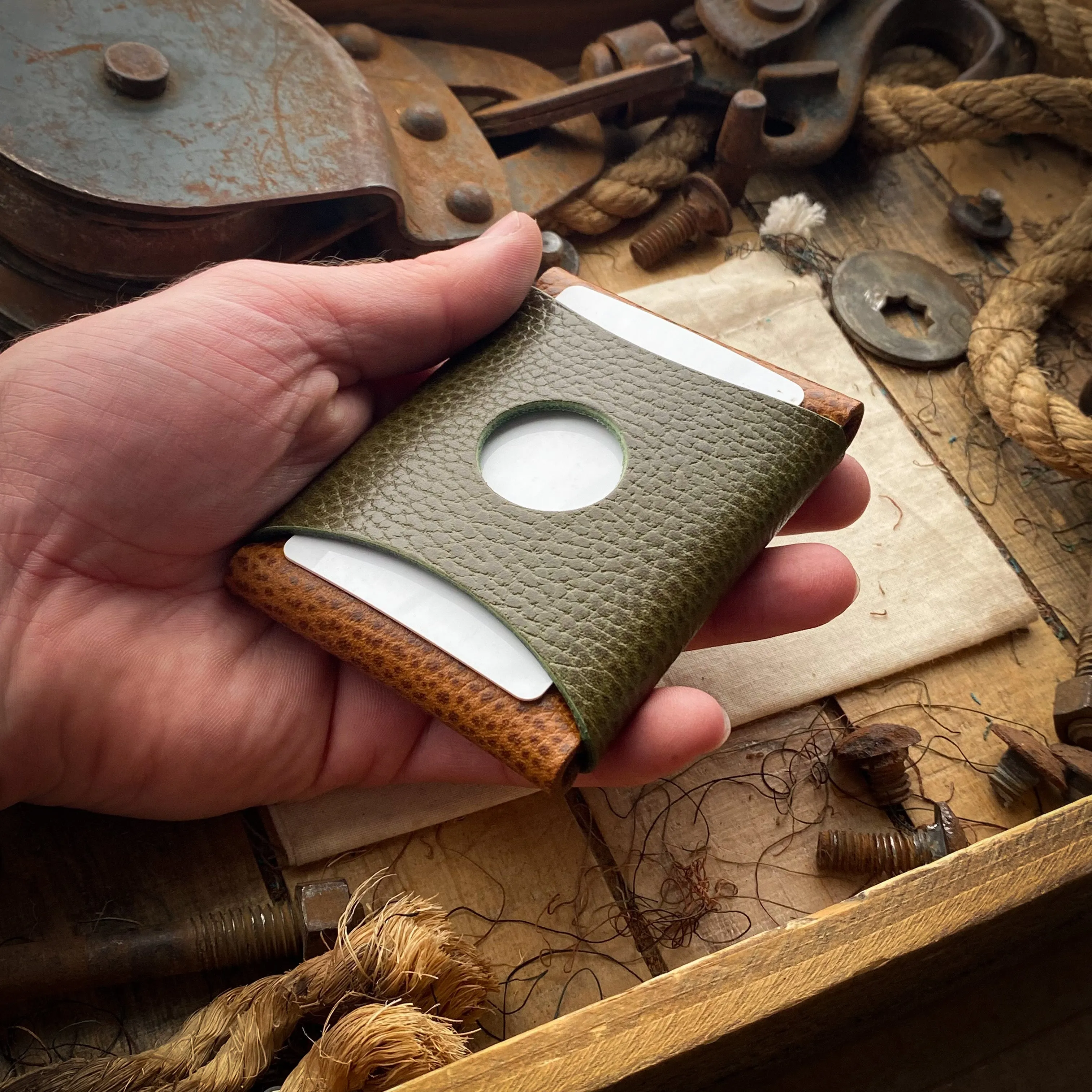 Original Wask Minimalist Wallet - Whiskey Dollaro and Olive Dollaro