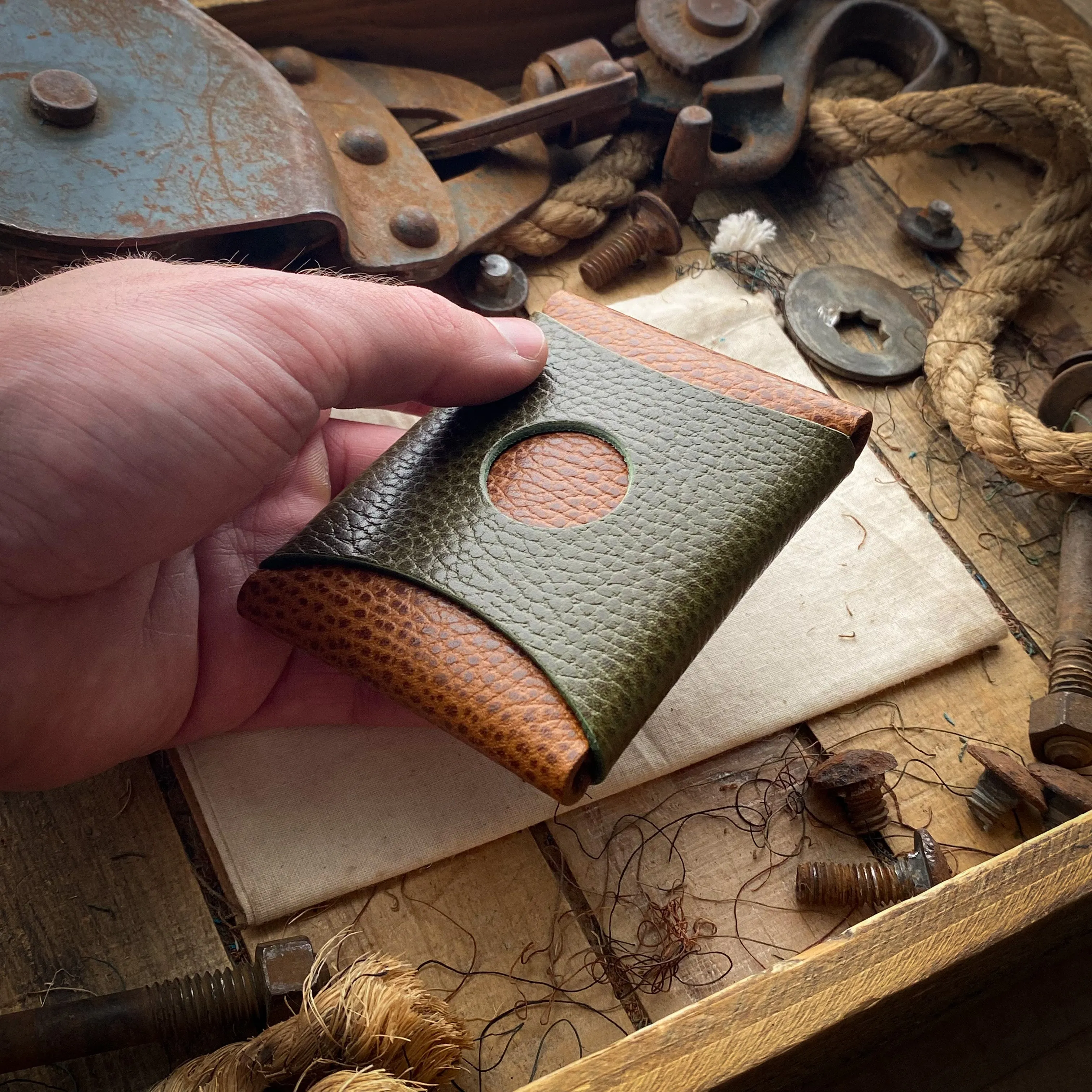 Original Wask Minimalist Wallet - Whiskey Dollaro and Olive Dollaro