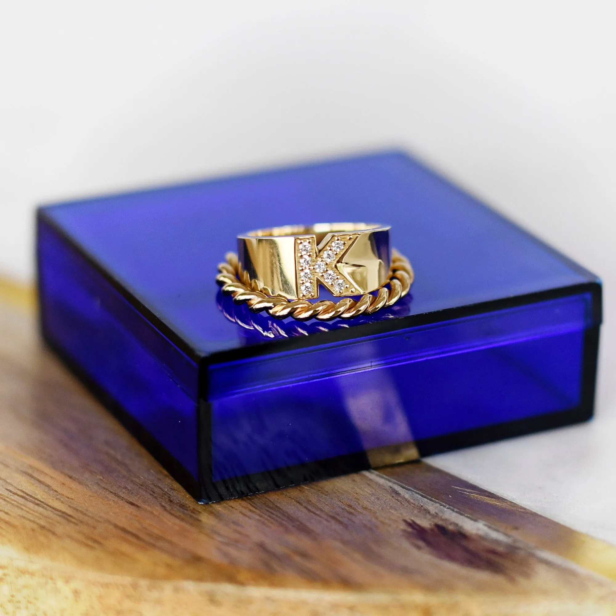 Pavé Letter Ring