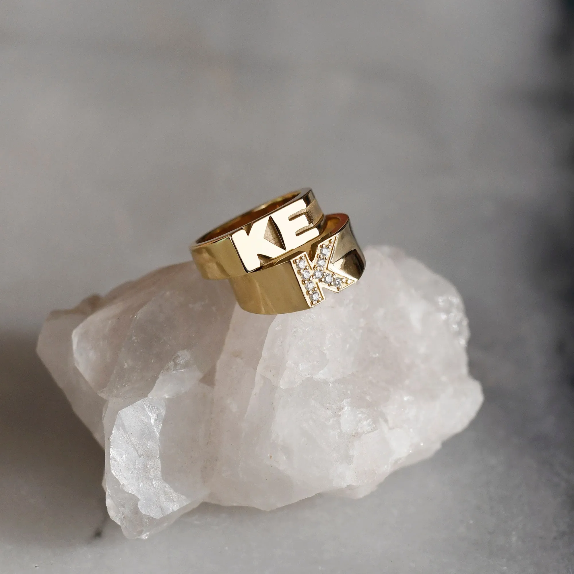 Pavé Letter Ring