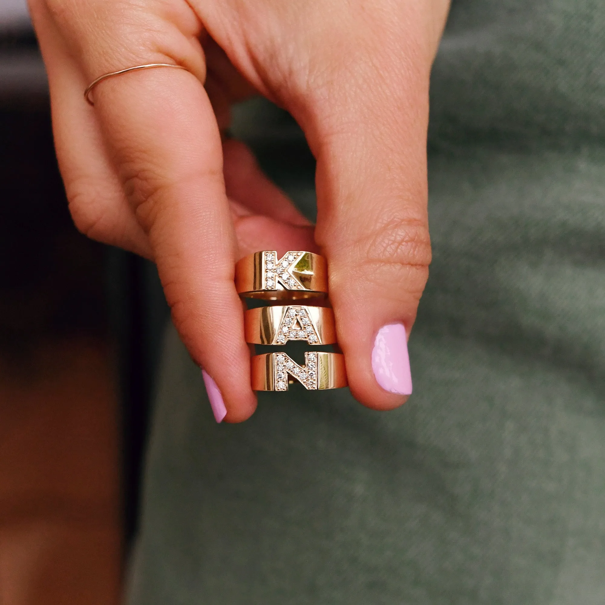 Pavé Letter Ring