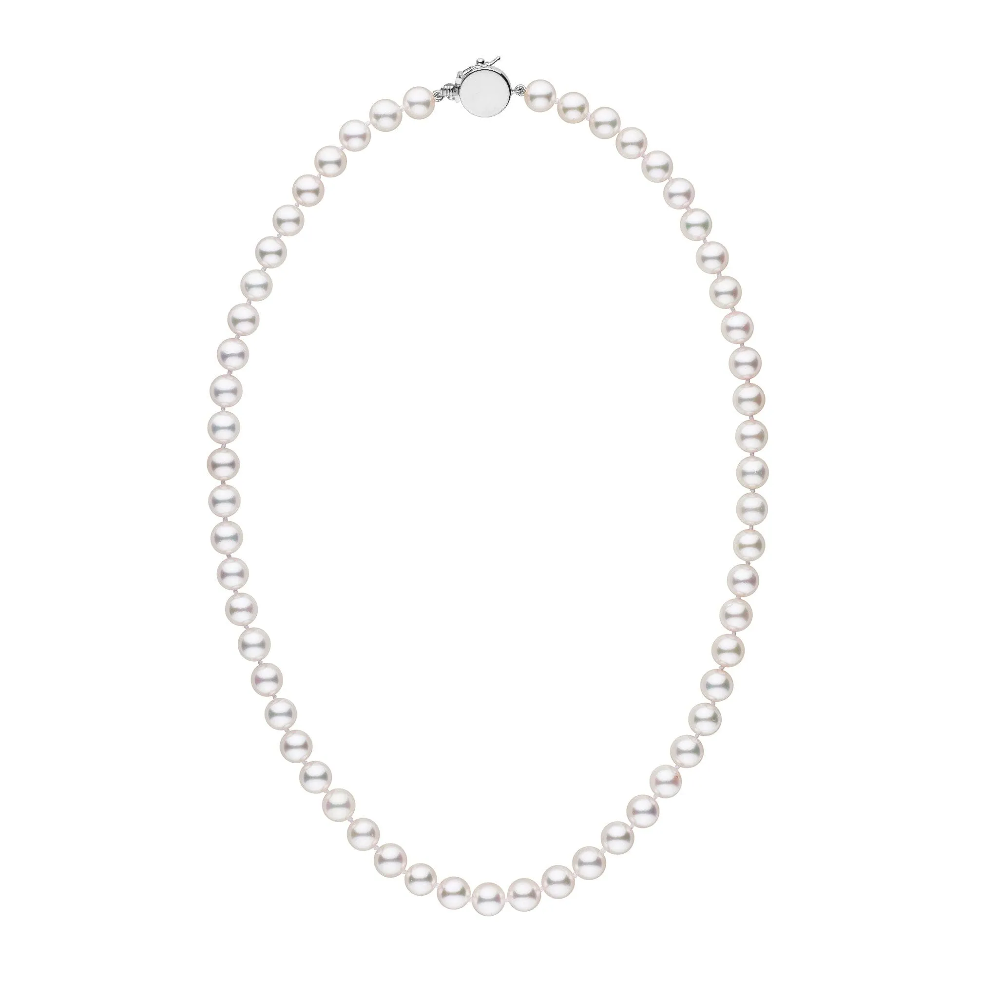 Personalized 18 Inch 7.0-7.5 mm AAA Akoya Pearl Circle Clasp Necklace