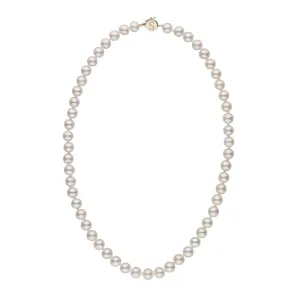 Personalized 18 Inch 7.5-8.0 mm AAA White Freshwater Pearl Circle Clasp Necklace