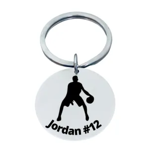 Personalized Engraved Boys Basketball Keychain