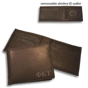 Phi Tau Brown Bi-Fold Greek Letter Wallet