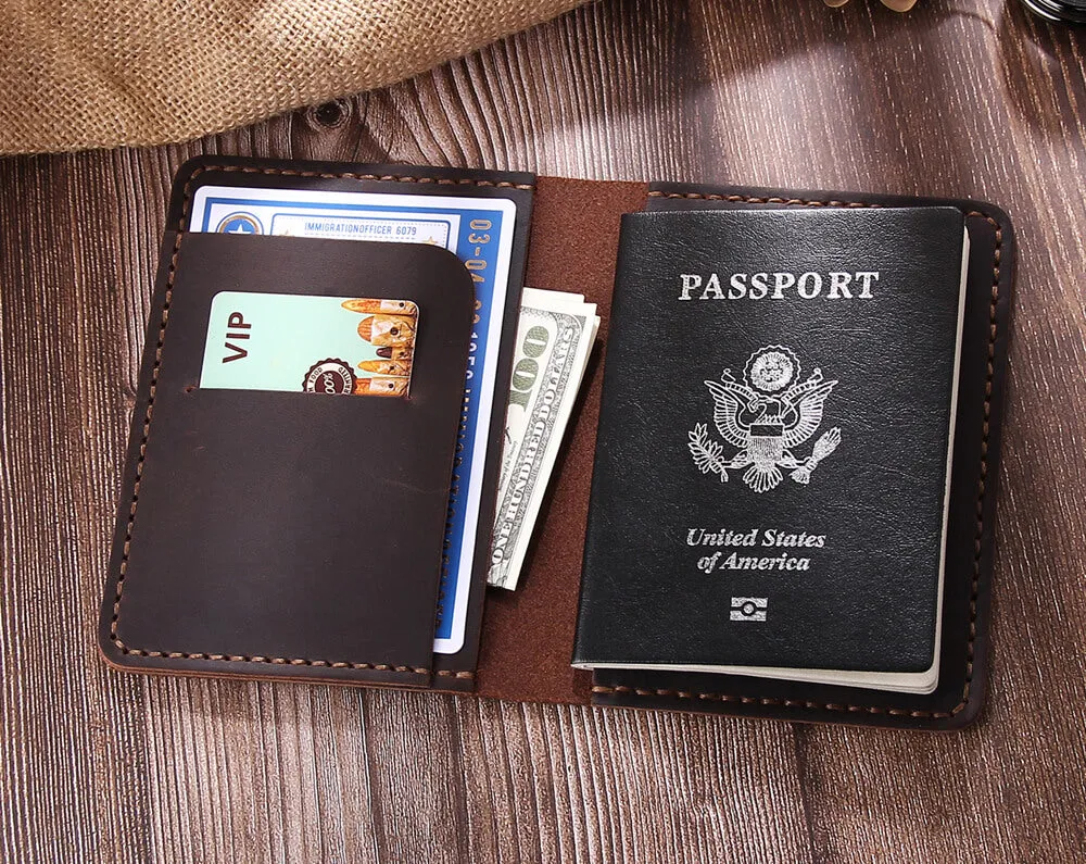 Robrasim Personalized Leather Travel Passport covers, Handmade Passport Wallet Holder