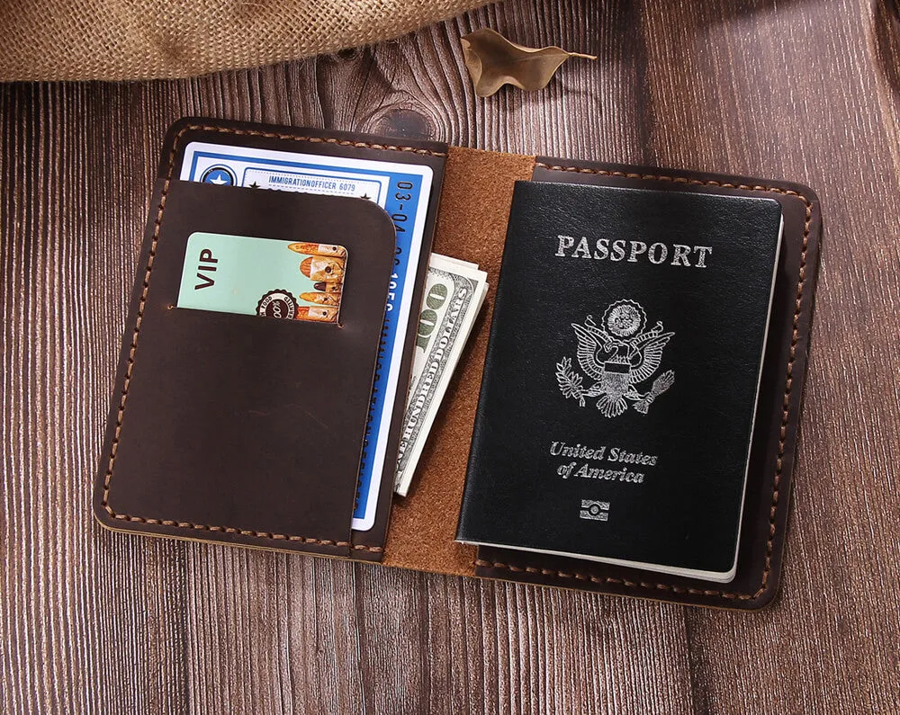 Robrasim Personalized Leather Travel Passport covers, Handmade Passport Wallet Holder