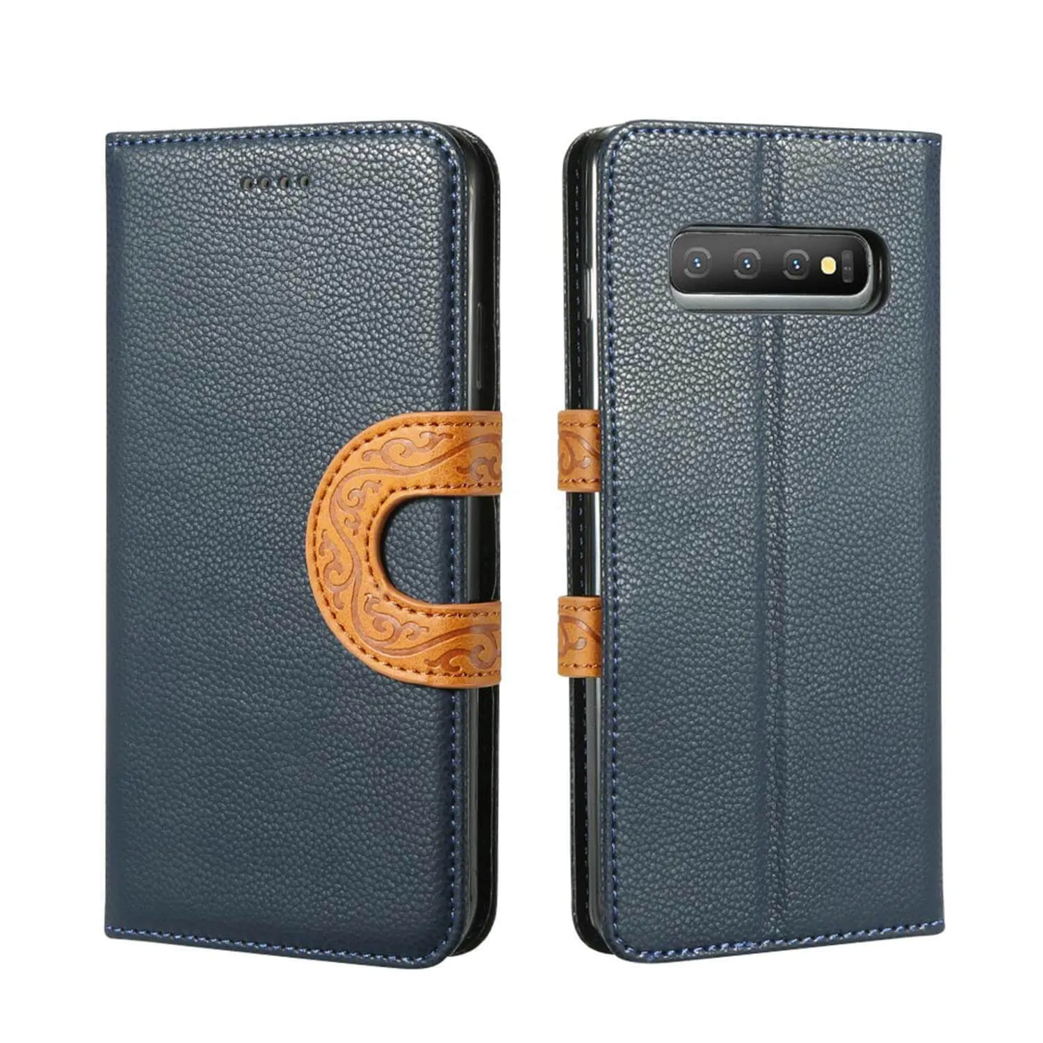 Samsung Galaxy S10  Case - Leather, Card Slots, Tribal Strap