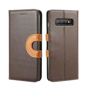 Samsung Galaxy S10  Case - Leather, Card Slots, Tribal Strap