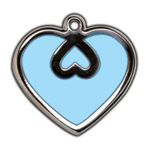 Sky Blue Heart Dog ID Tag - With Engraving