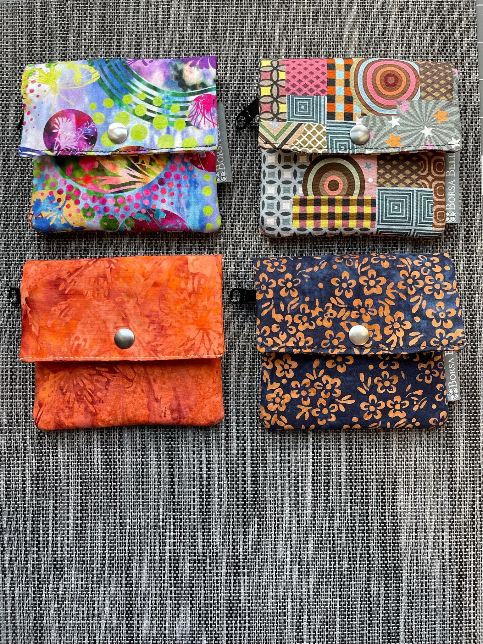 Small Slim Wallet - Light Weight - Added RFID Fabric - Geometric Fabric