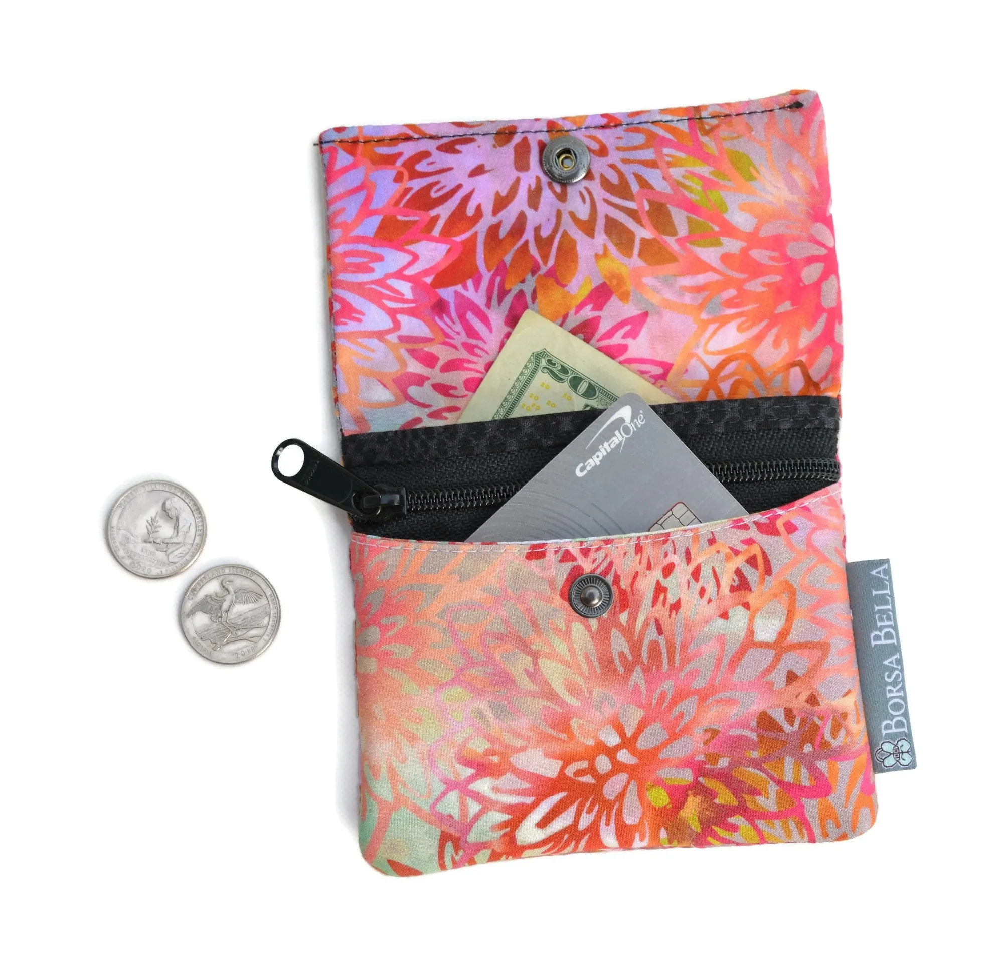 Small Slim Wallet - Light Weight - Added RFID Fabric - Geometric Fabric