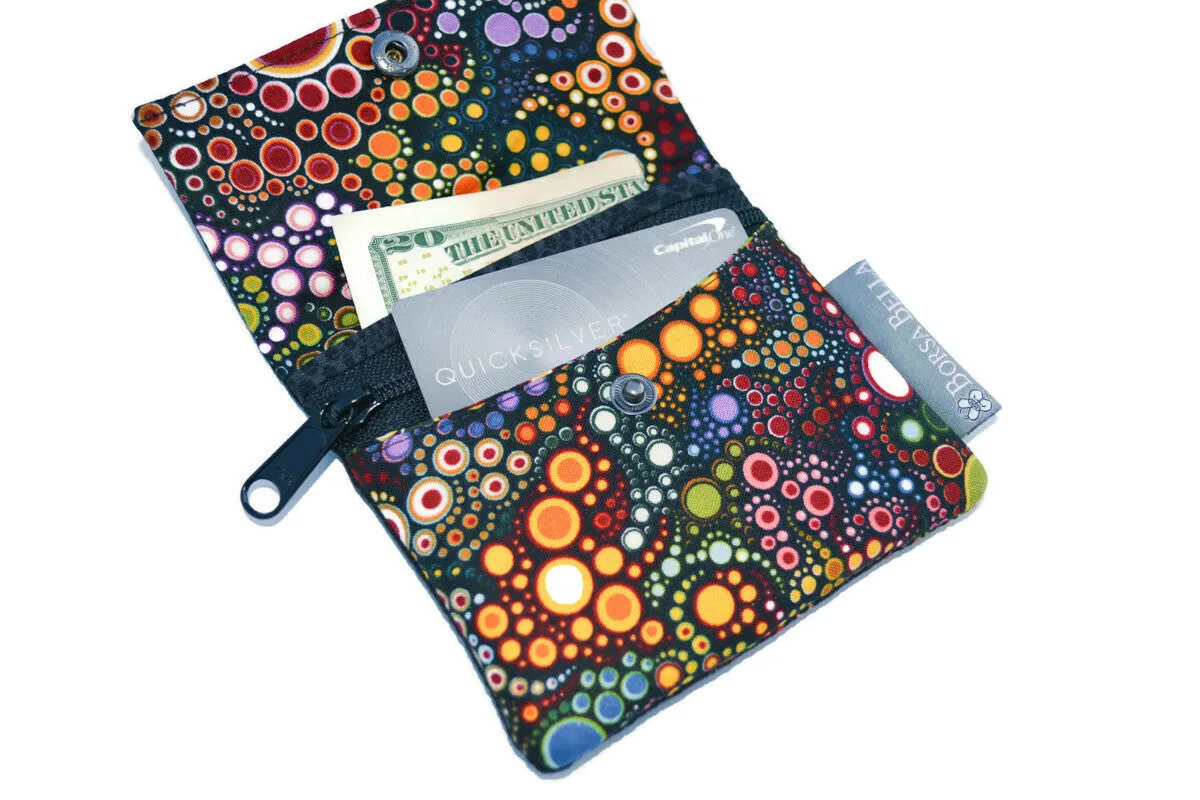 Small Slim Wallet - Light Weight - Added RFID Fabric - Happy Fabric