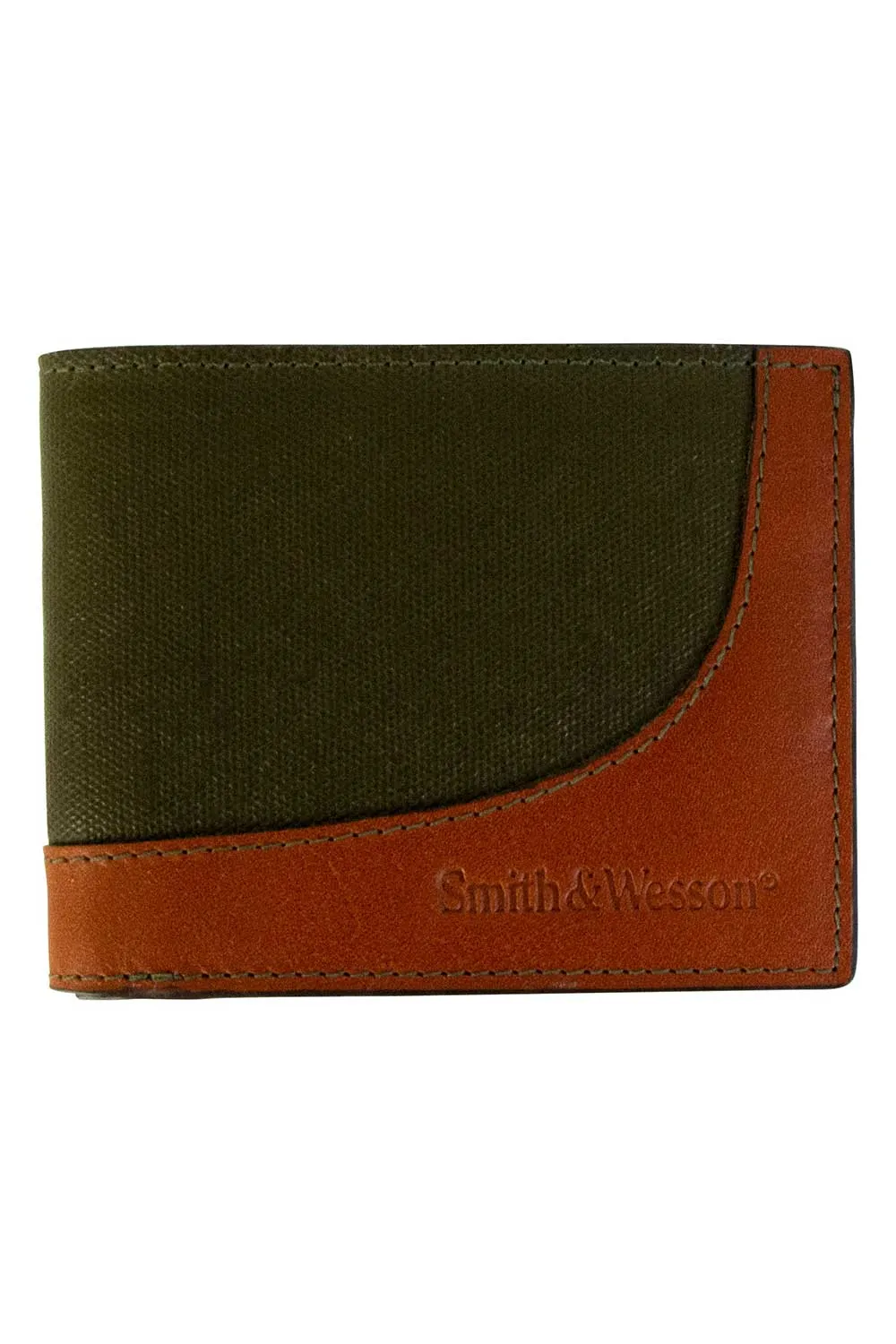 Smith & Wesson Leather & Wax Canvas Bi-Fold Wallet