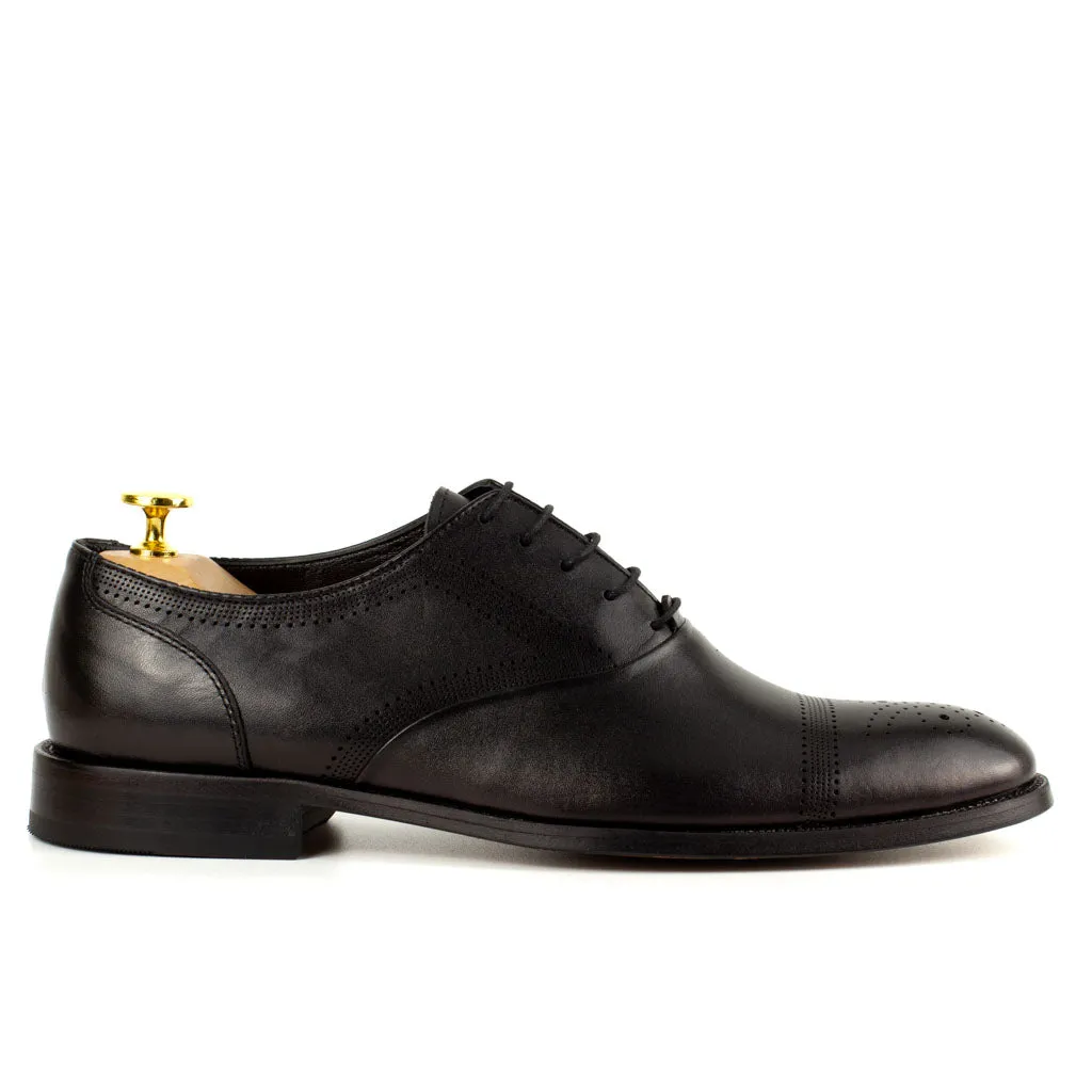 Sposami Black Men's Leather Oxford Shoes