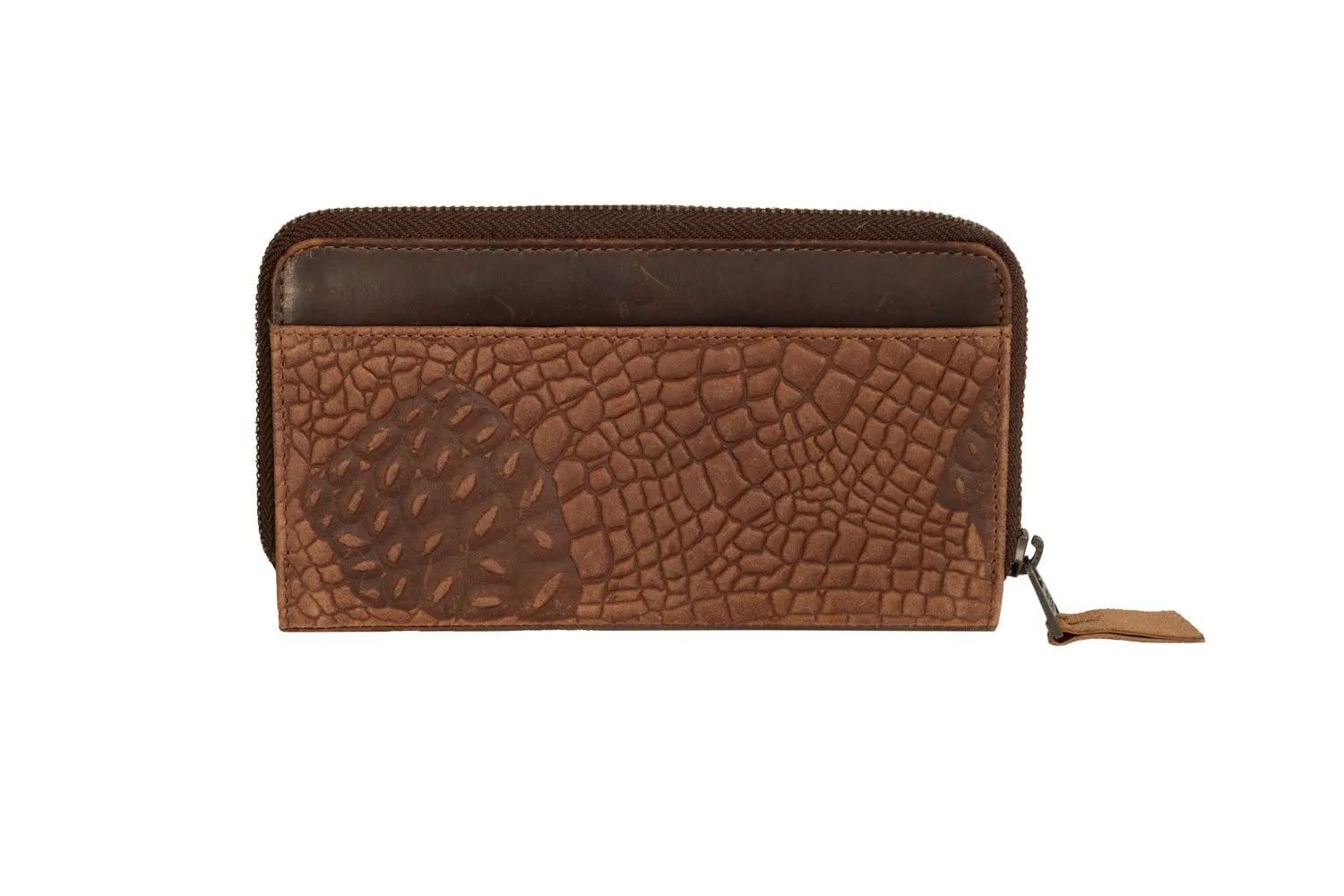 STS Ranchwear Womens Catalina Croc Chelsea Chestnut Leather Zip Around Wallet