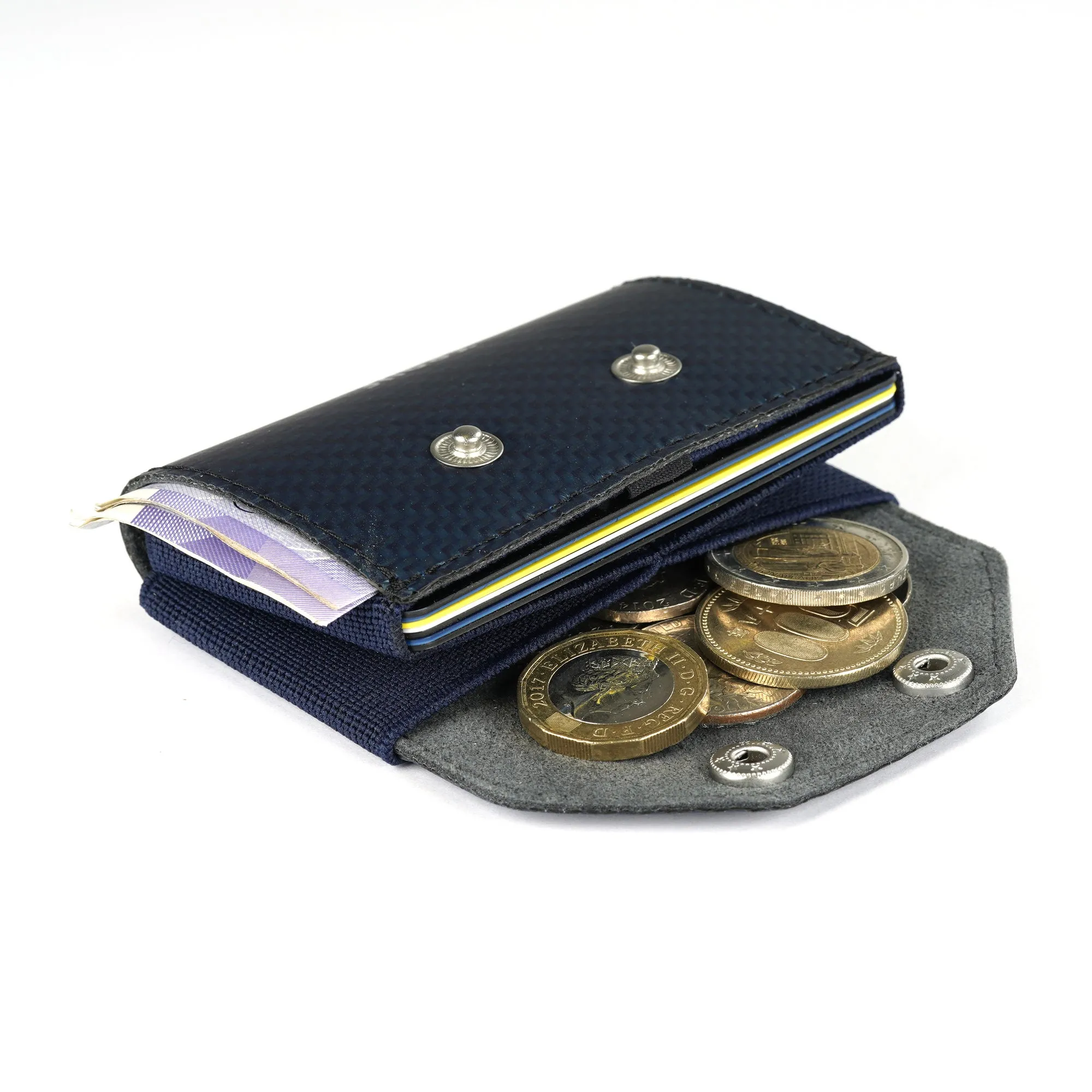 TROVE Coin Caddy: Blue Carbon Fibre