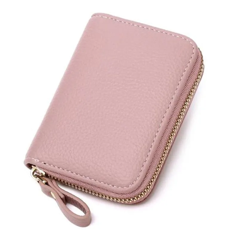 Unisex RDIF Card Holder Zipper PU Leather Purse