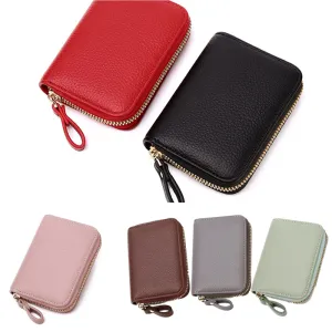 Unisex RDIF Card Holder Zipper PU Leather Purse